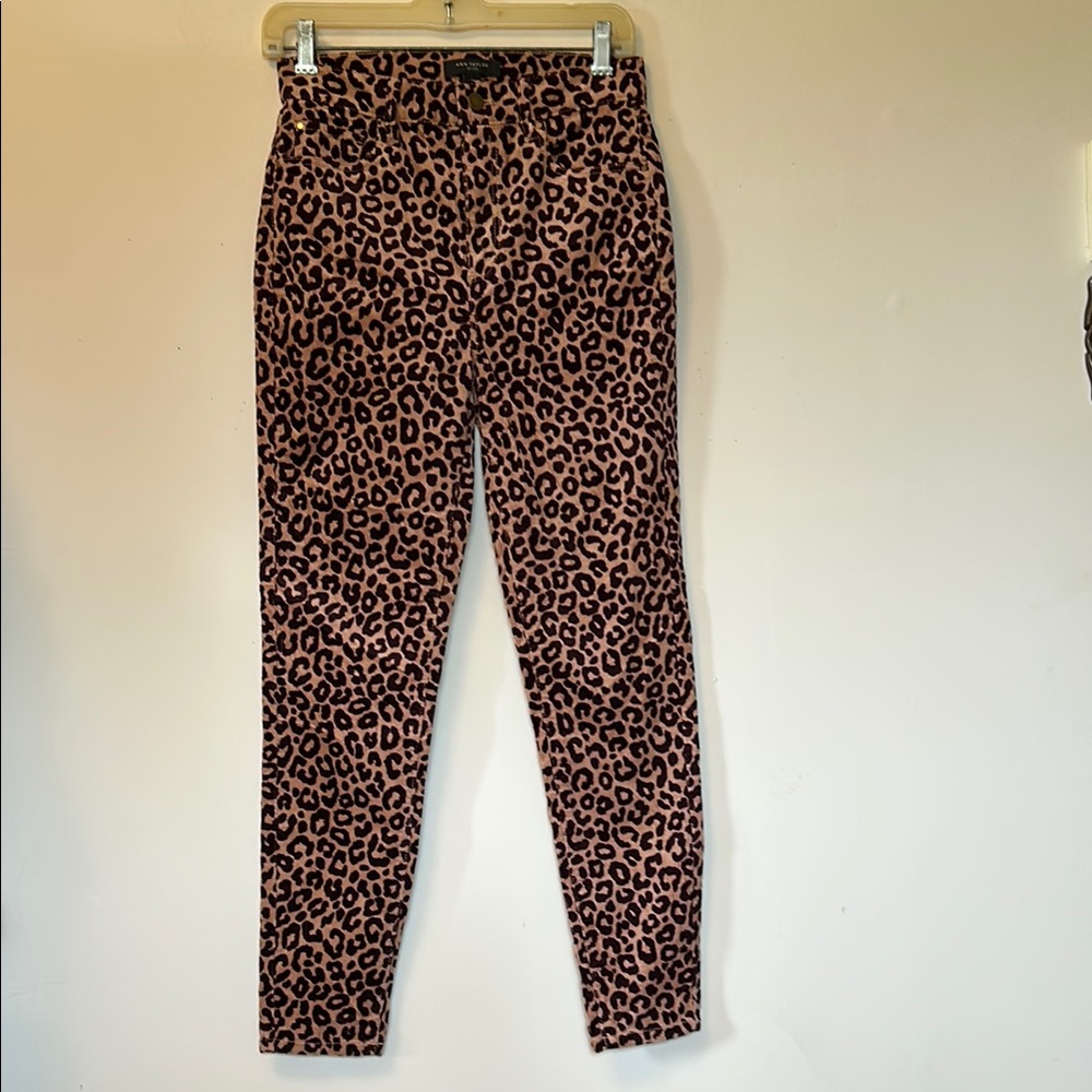 Ann Taylor brown leopard print cotton corduroy pants size 2 new with tags